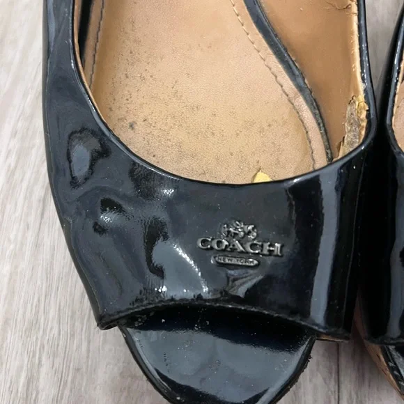 Coach Black Patent Leather Wedges - Picture 8 of 12